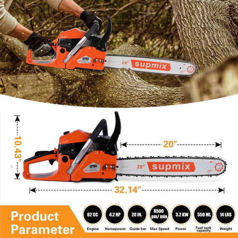 SUPMIXTOOLS 20-inch guide bar enables efficient large-log cutting
