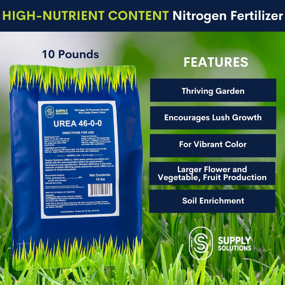 Supply Solutions Urea 46-0-0 granular close-up showing nitrogen-rich texture boosts