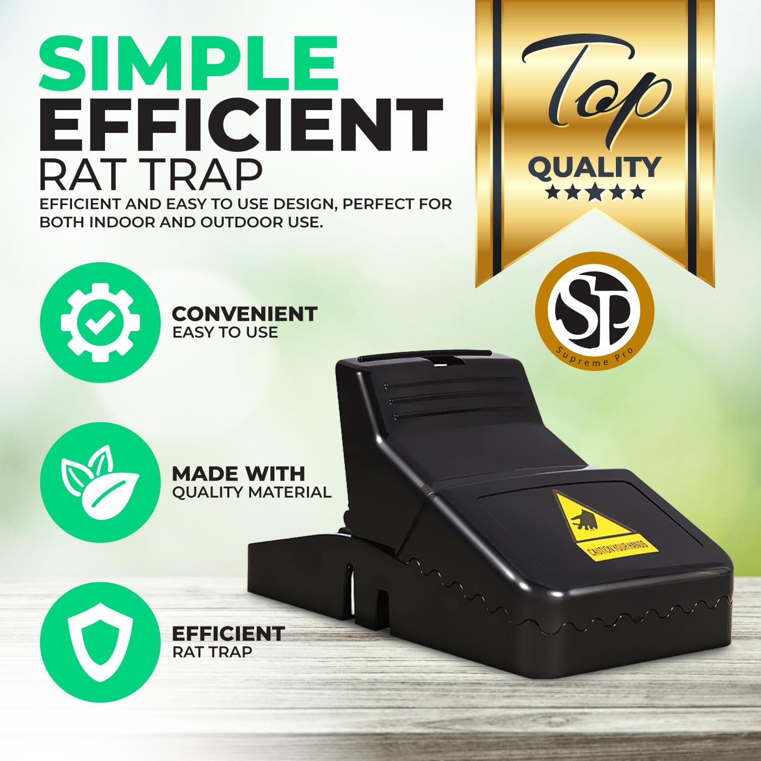 Supreme Pro mouse trap with easy bait cup for fast catching.