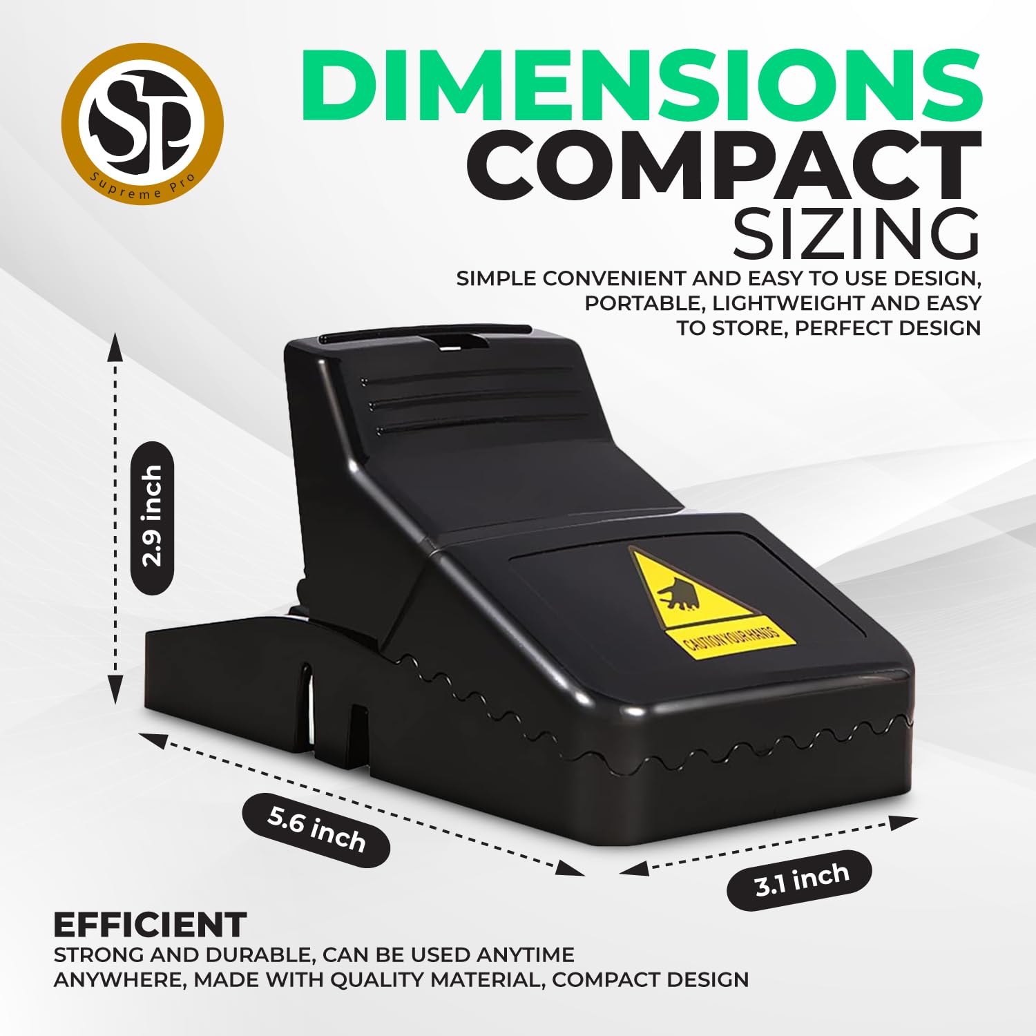 Supreme Pro trap safety trigger in stainless steel ensures gentle release.