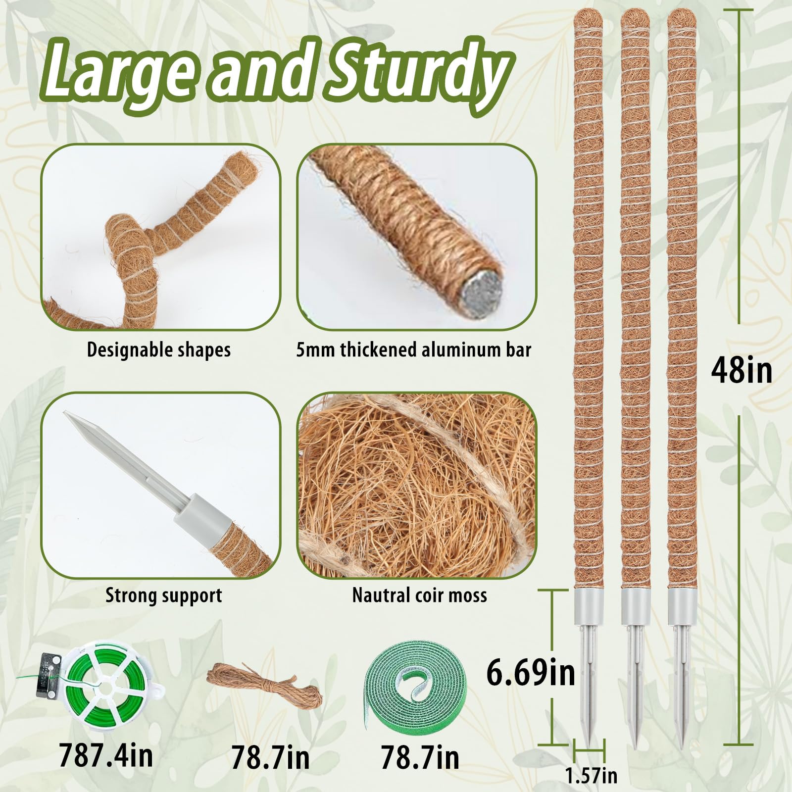Suprock moss pole shows bendable design and aluminum core stability.