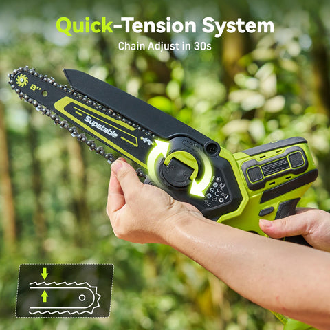 Supstable 180-degree cutting head enables precise overhead and side cuts.