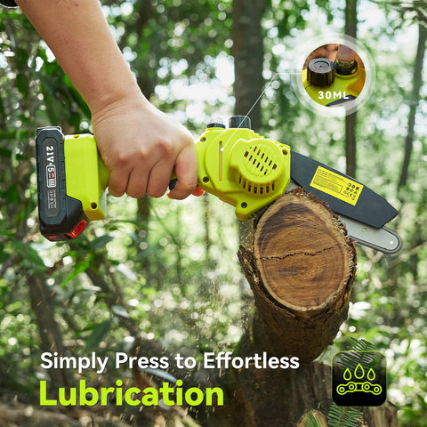Supstable external oil refueling system for smooth lubrication during cuts.