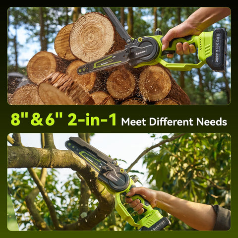 Supstable mini chainsaw with 6inch bar for precise pruning of branches