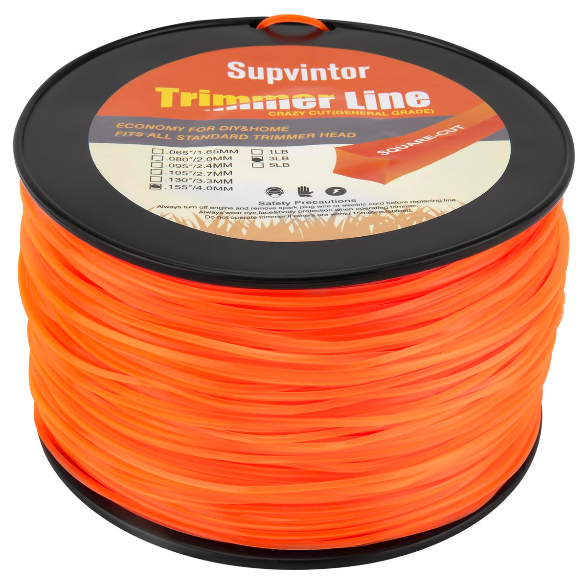 Supvintor 155 square trimmer line 288ft fits most trimmers for extended use.