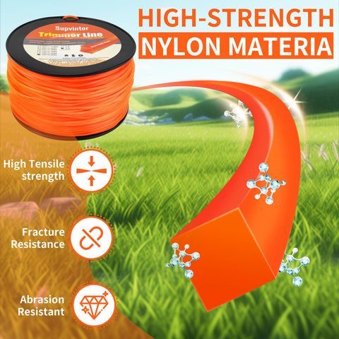 Supvintor heavy-duty 155mil line delivers efficient cuts through thick weeds.