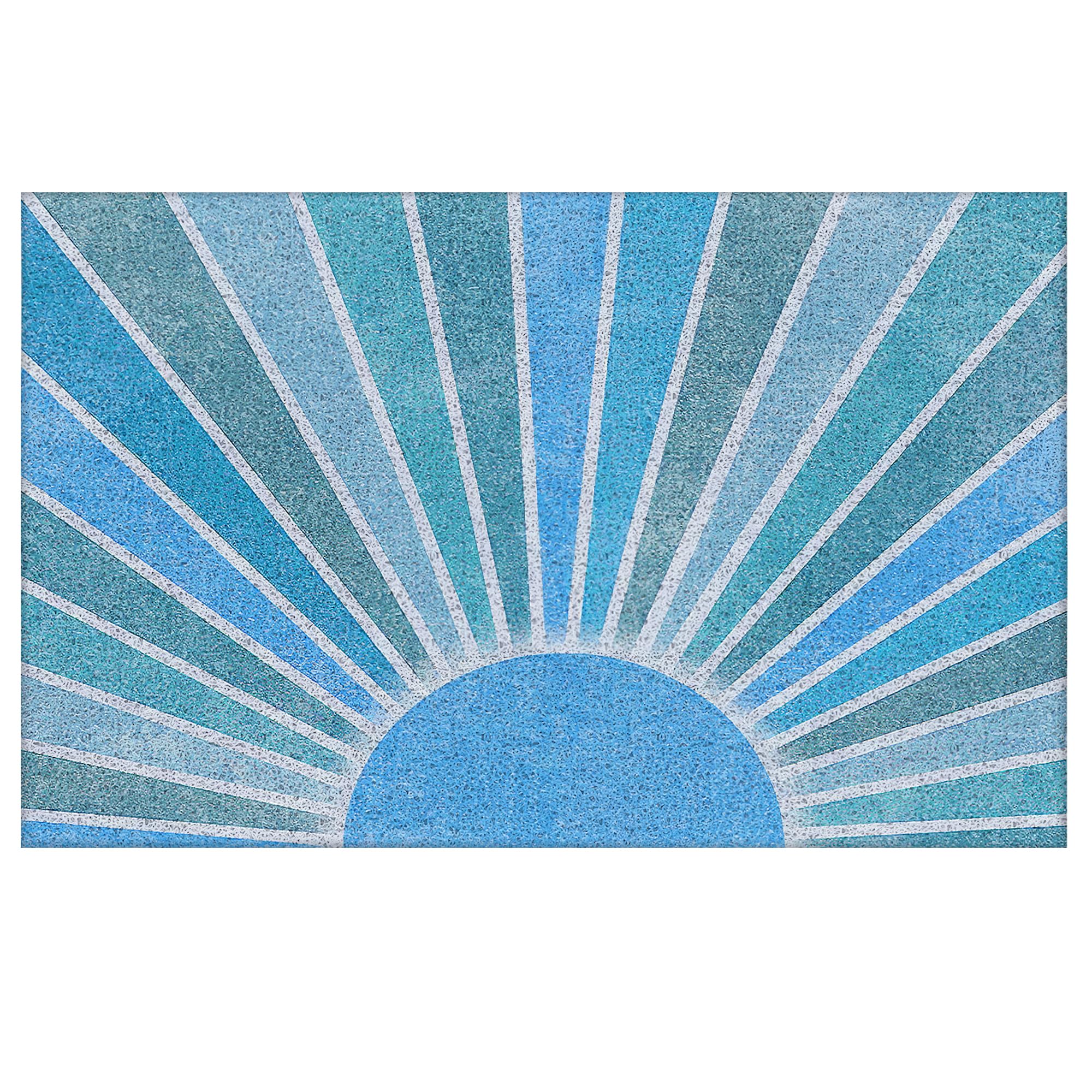 Supwhd blue boho outdoor doormat under a doorway traps dirt and moisture.