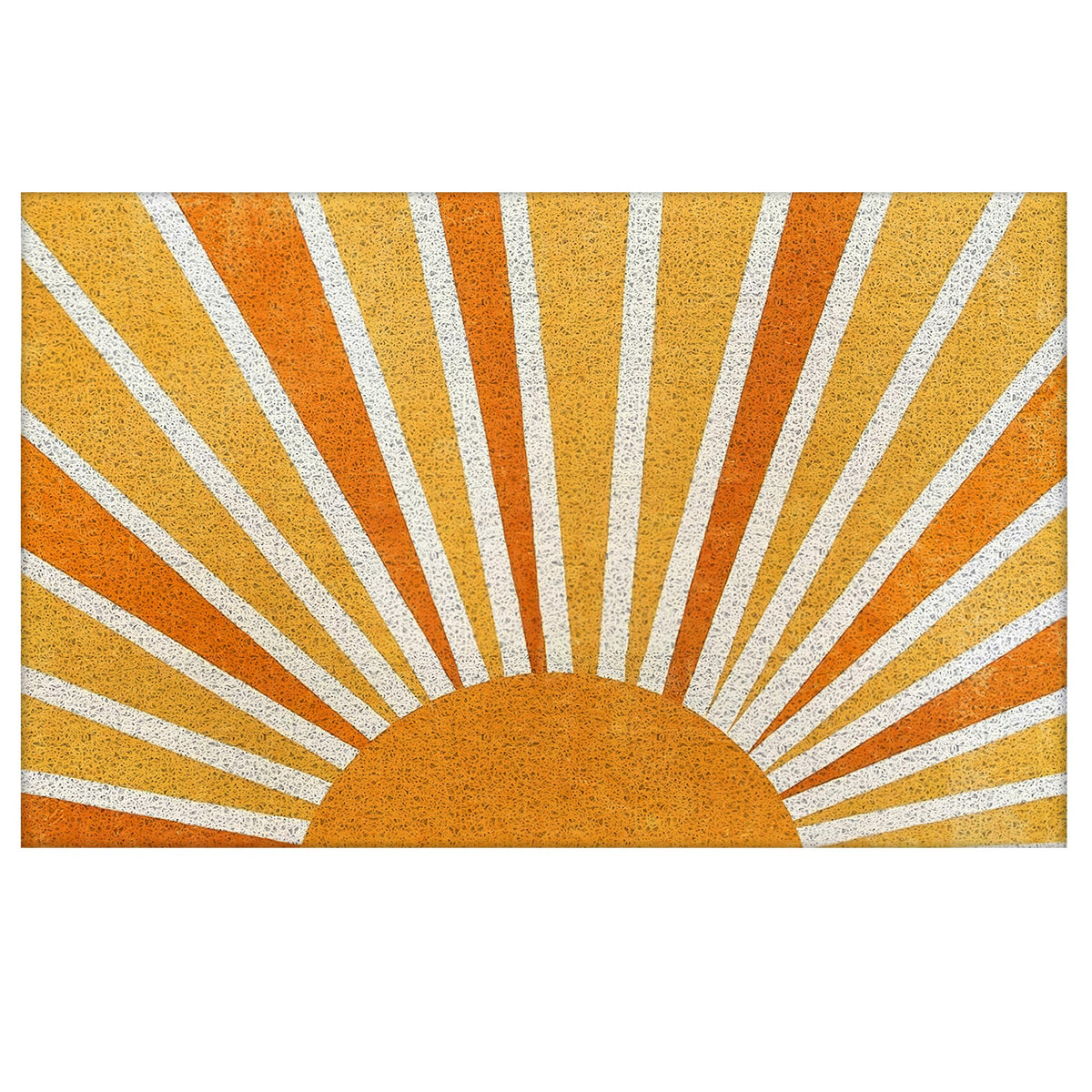 Supwhd Boho door mat retro sun front view, welcoming guests while trapping dirt.