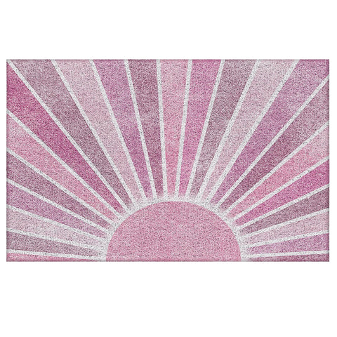 Supwhd pink boho outdoor door mat traps dirt and keeps floors dry at entrances.