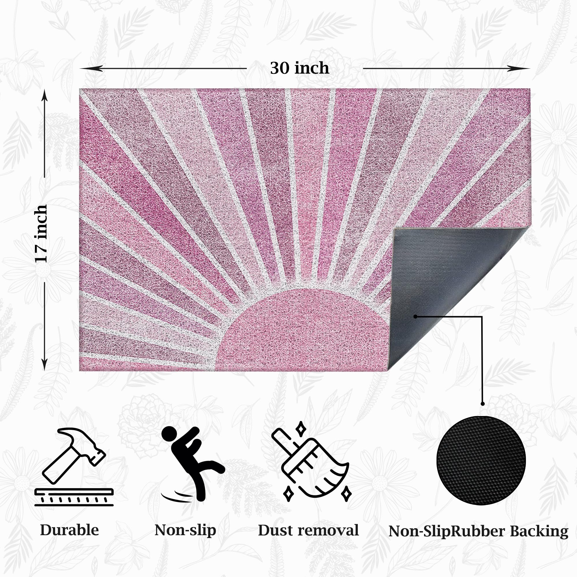 Supwhd pink boho welcome doormat adds style to the entryway.