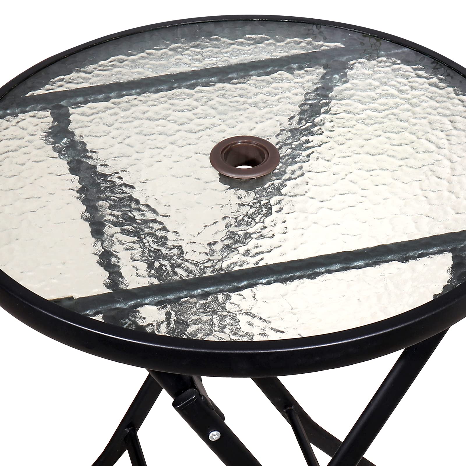 SUQ I OME parasol-stability insert in dark brown enhances table compatibility and longevity.