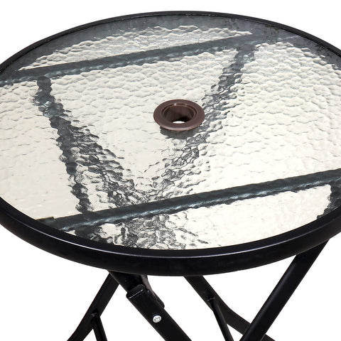 SUQ I OME parasol-stability insert in dark brown enhances table compatibility and longevity.