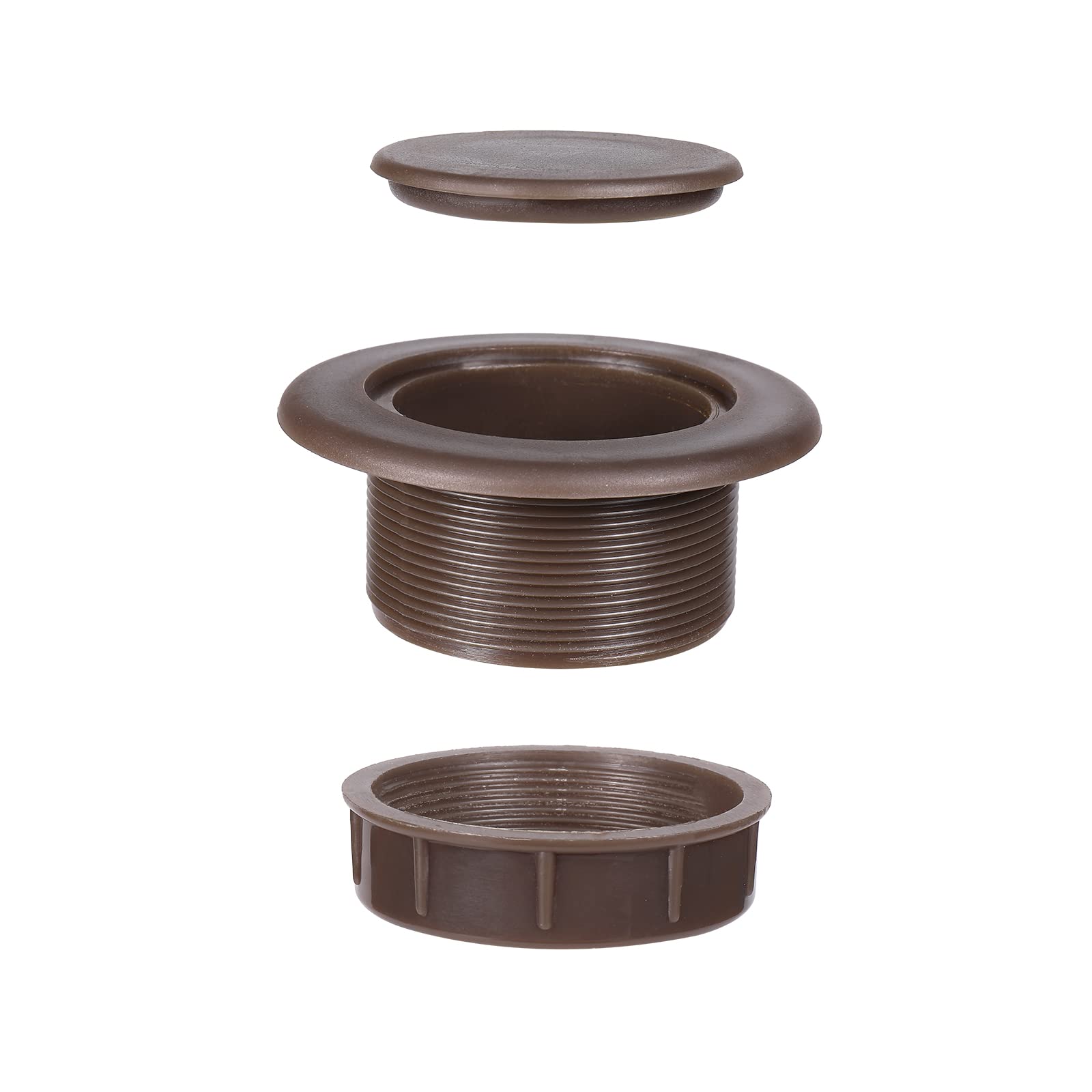 SUQ I OME table hole cover insert in dark brown blocks debris and weather splash.