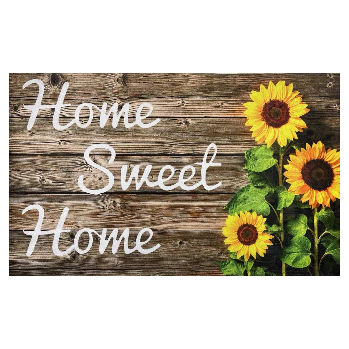 SuQKXCo Sunflower Welcome Doormat closeup; vibrant petals for cheerful entrance charm