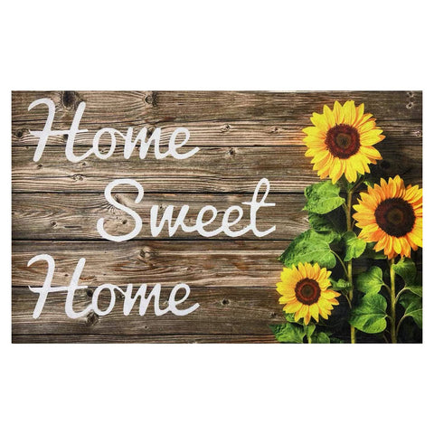 SuQKXCo Sunflower Welcome Doormat closeup; vibrant petals for cheerful entrance charm