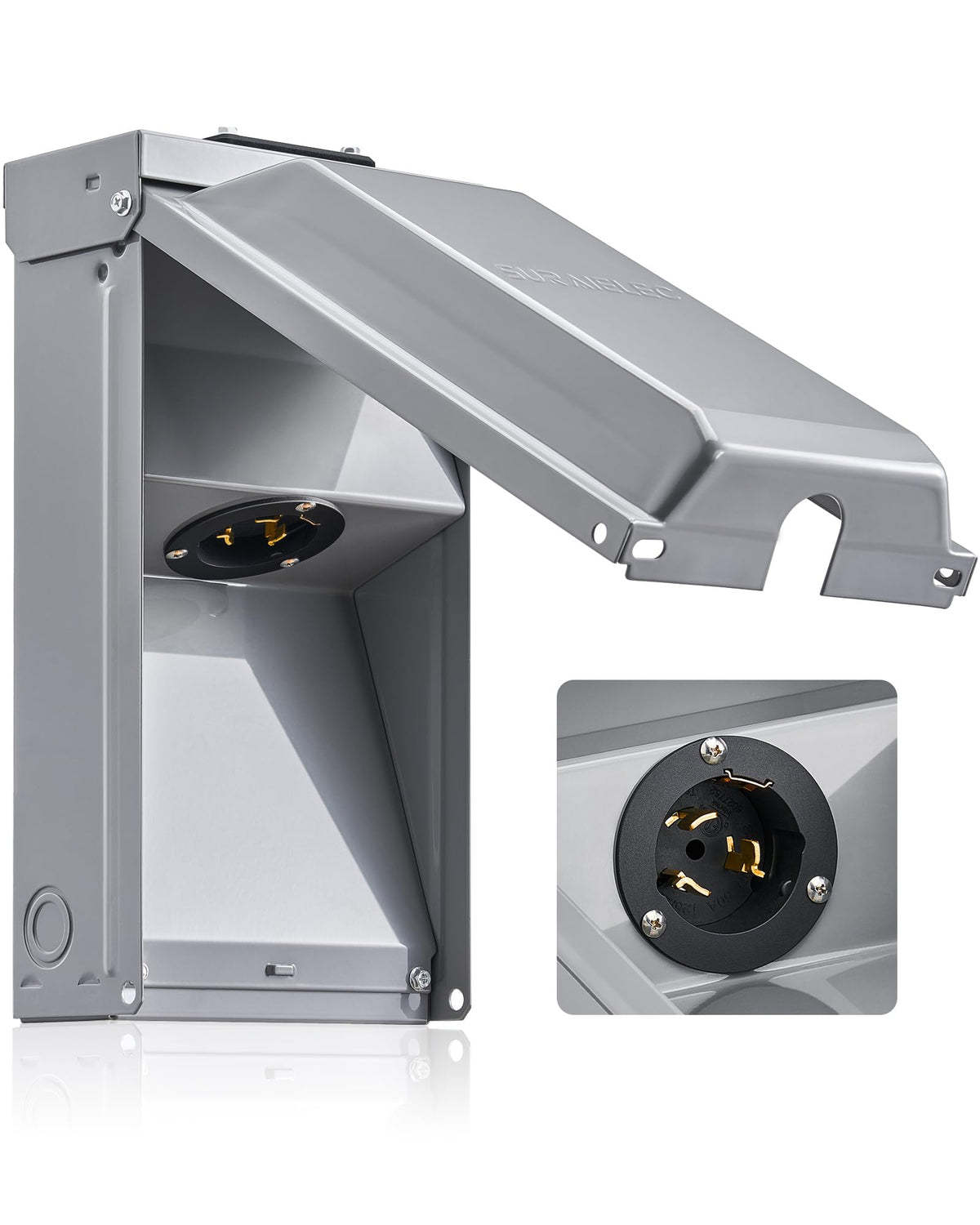 SURAIELEC 50-amp inlet box front view for outdoor power connections