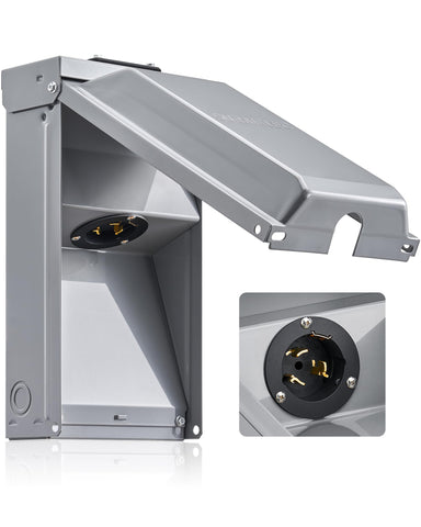 SURAIELEC 50-amp inlet box front view for outdoor power connections