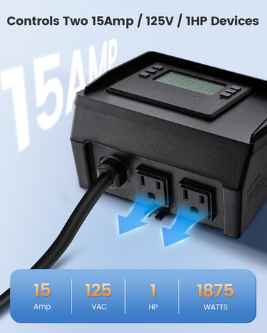 SURAIELEC weatherproof enclosure protects the timer from rain and sun.