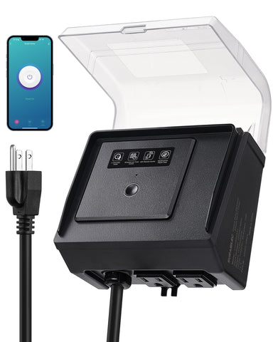 SURAIELEC WiFi pool timer front view highlights plug-and-play simplicity for outdoor use.