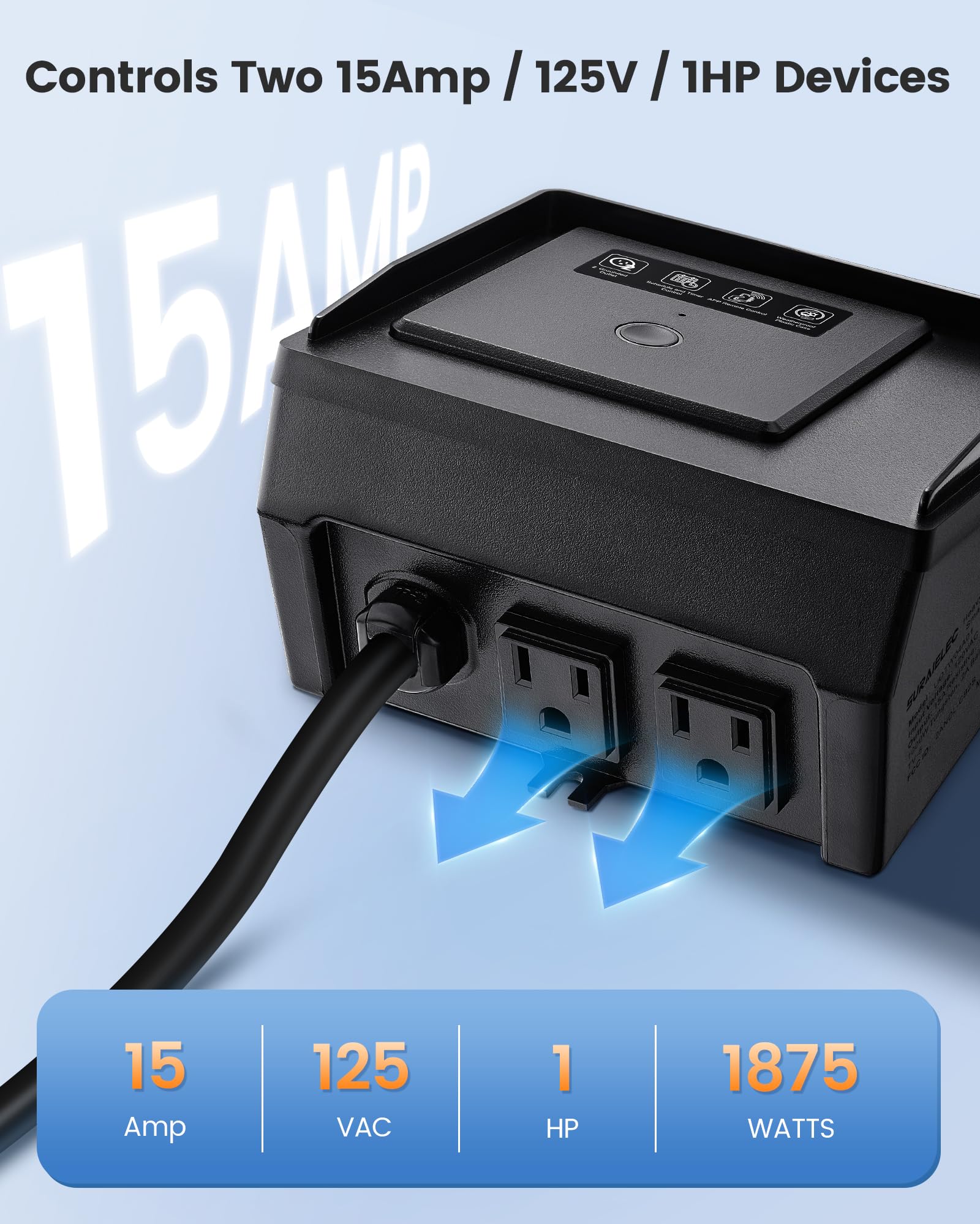 SURAIELEC weatherproof timer with outdoor cover defies sun and rain for reliable operation.