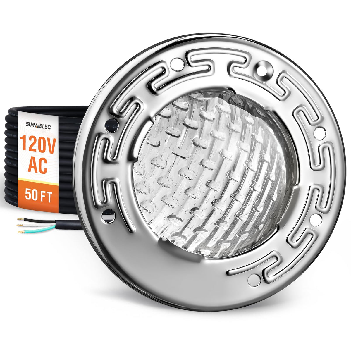 SURAIELEC 6-inch spa light in wet niche for underwater visibility.