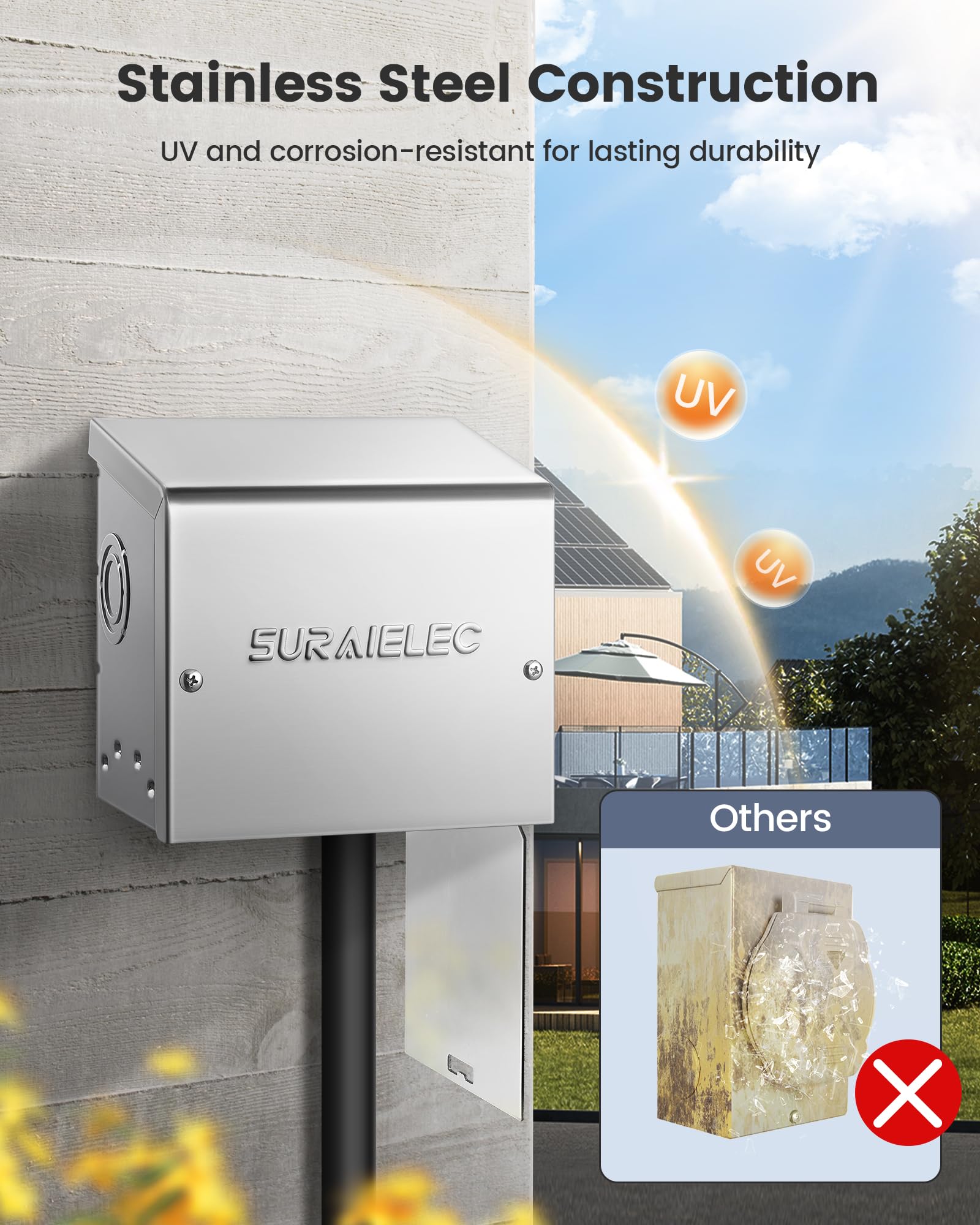 SURAIELEC bottom-facing outlet design reducing debris entry