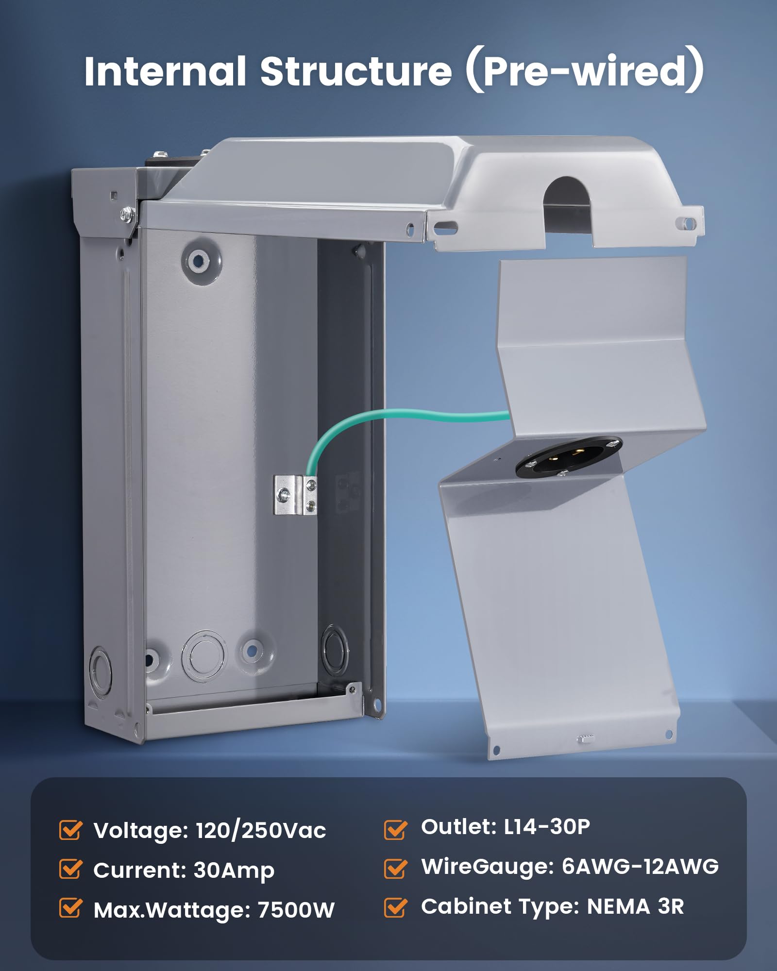 SURAIELEC ETL-listed 30A inlet optimizes outdoor power setup safety.