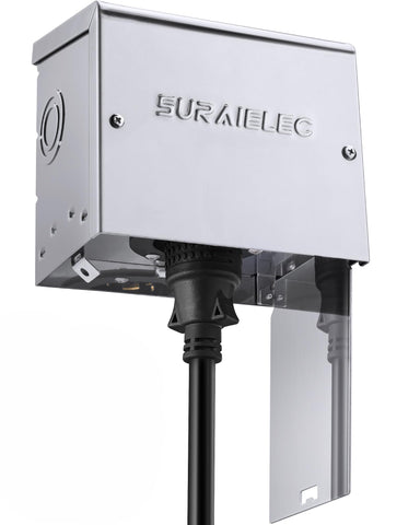 SURAIELEC L14-30P inlet box front view; rugged stainless steel for outdoor use