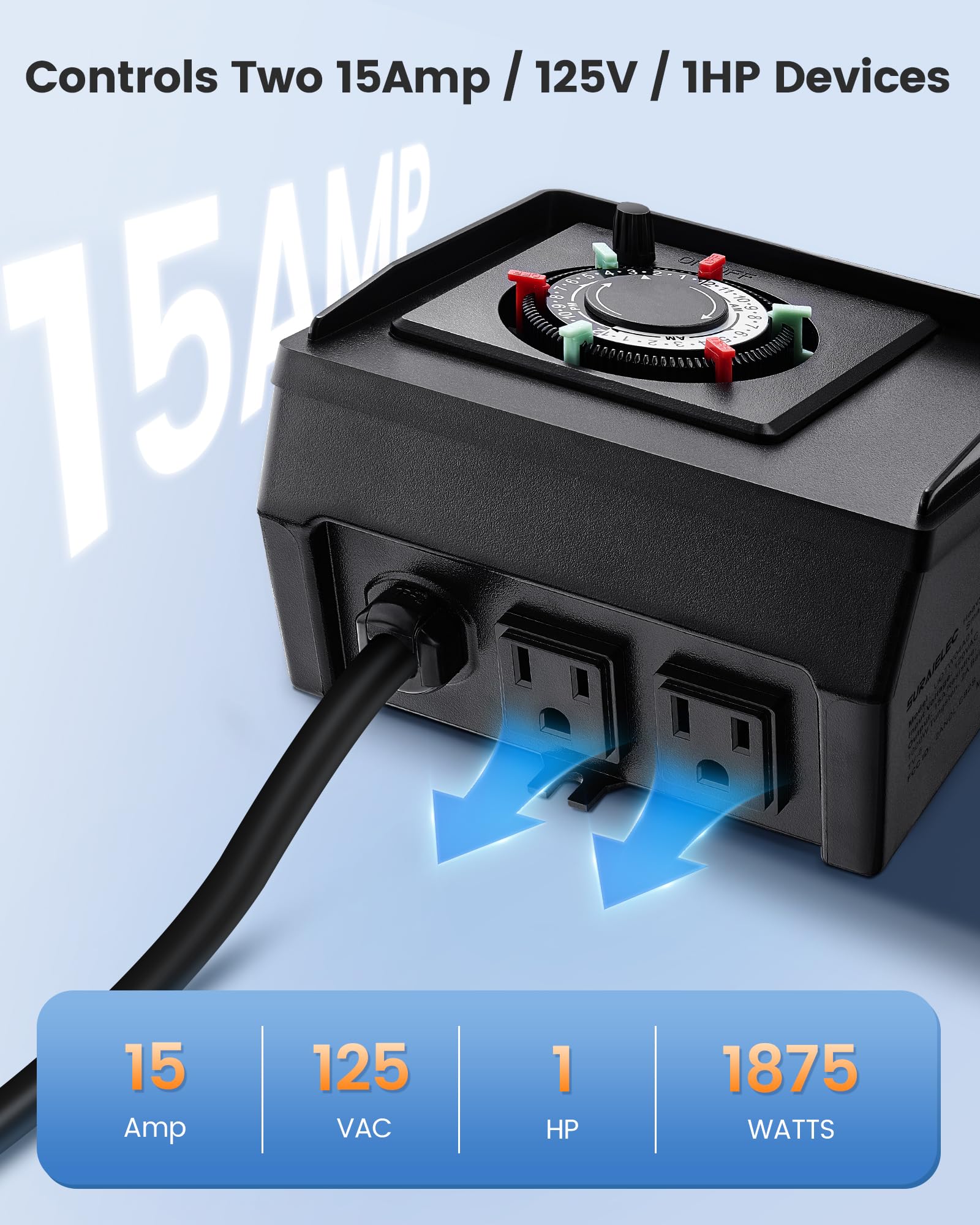 Suraielec outdoor weatherproof timer built for harsh conditions.