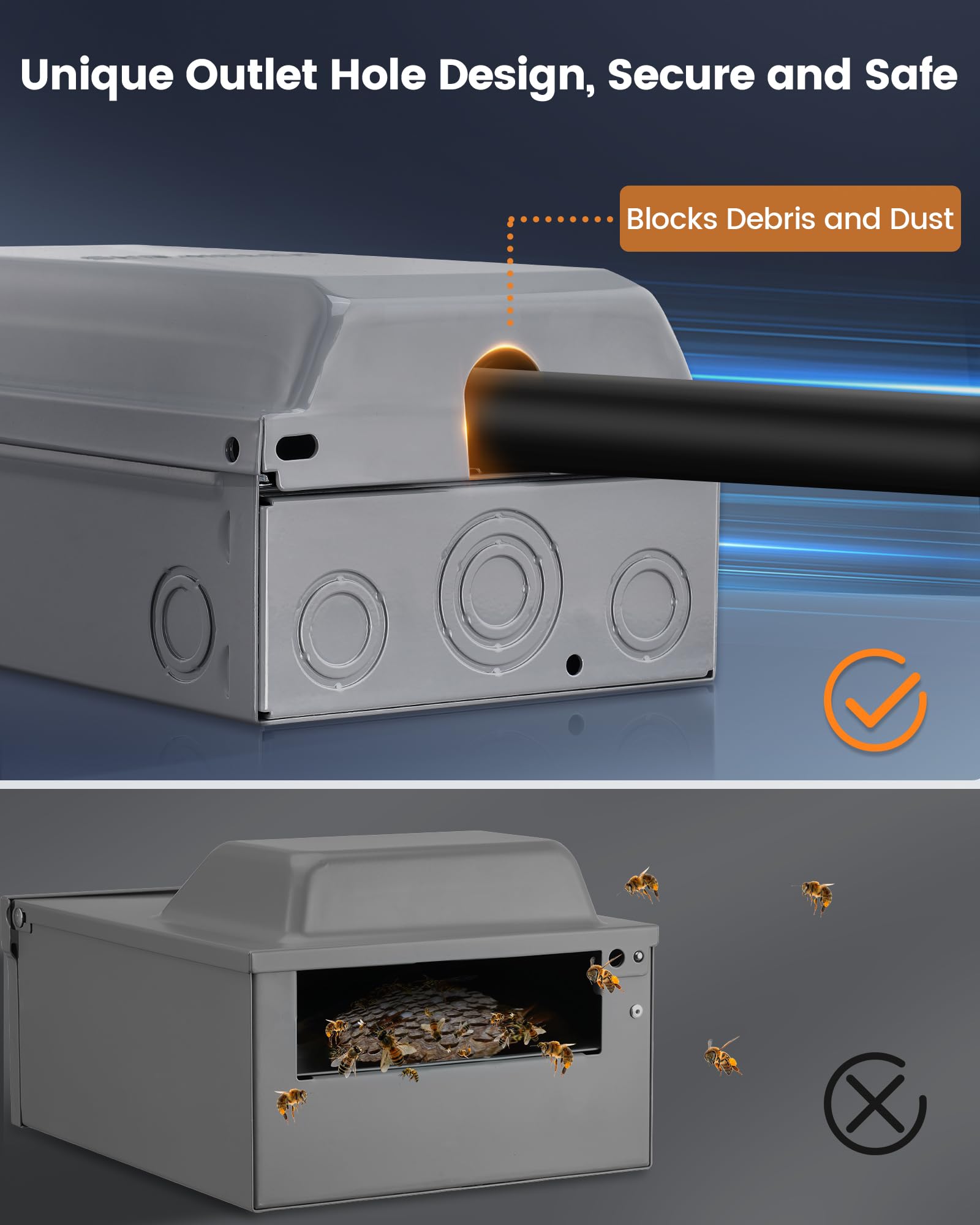 SURAIELEC debris-resistant outlet holes reduce entry of dirt for smoother use.