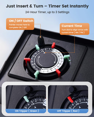 Suraielec plug-in pool pump timer with wire-free setup.