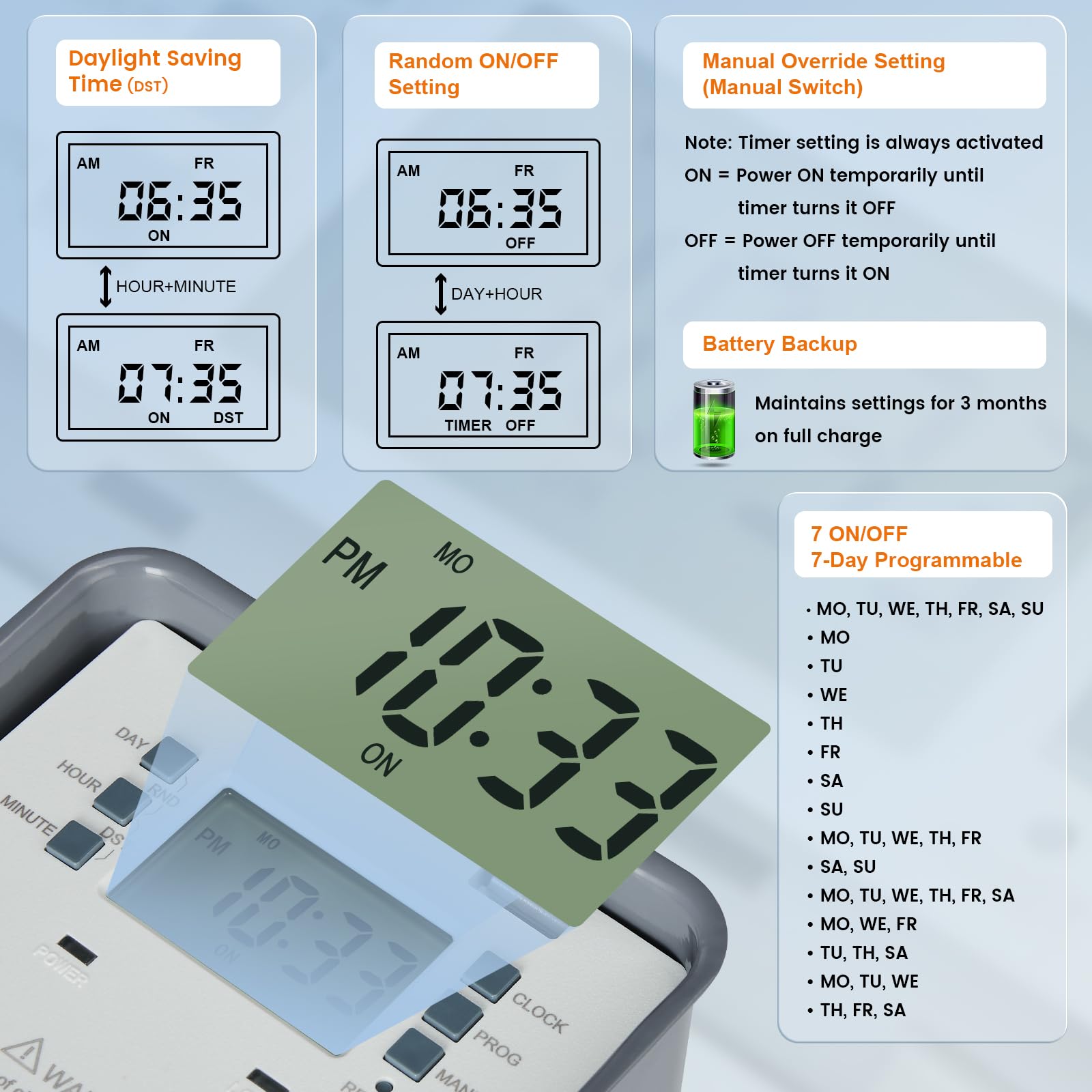 Suraielec timer outdoor housing resists rain and sun for lasting outdoors.