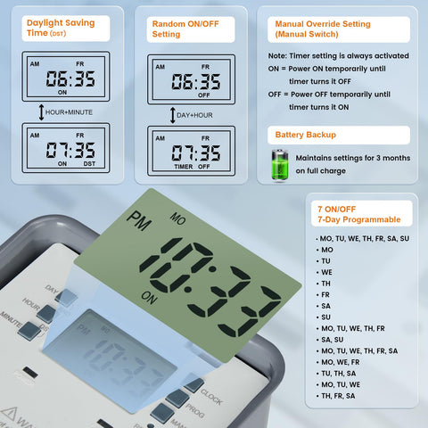 Suraielec timer outdoor housing resists rain and sun for lasting outdoors.