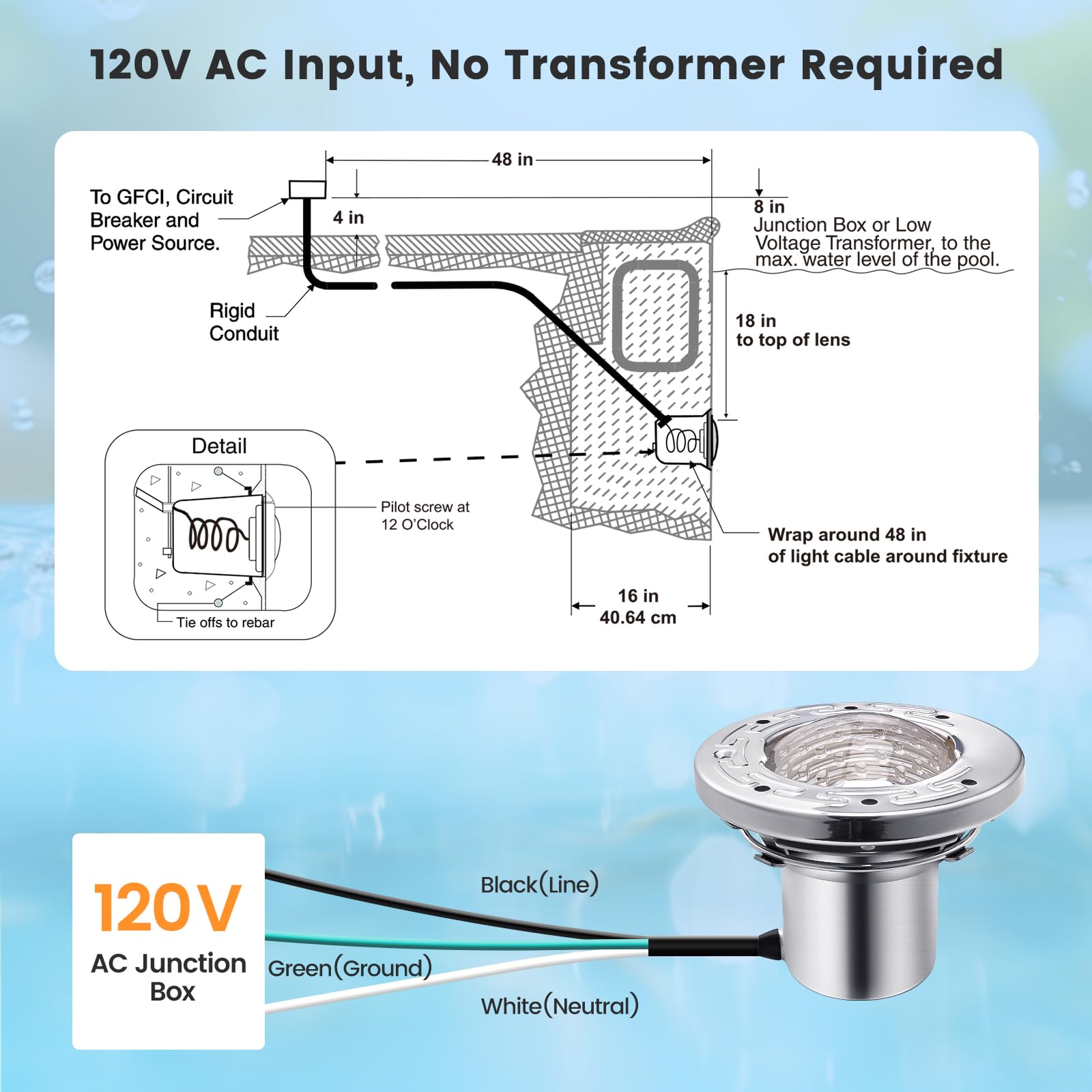 SURAIELEC IP68 tempered glass lens keeps light protected underwater.