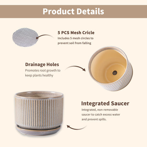 Sure Yuesi pot with drainage, saucer, and pads ensures clean surfaces.