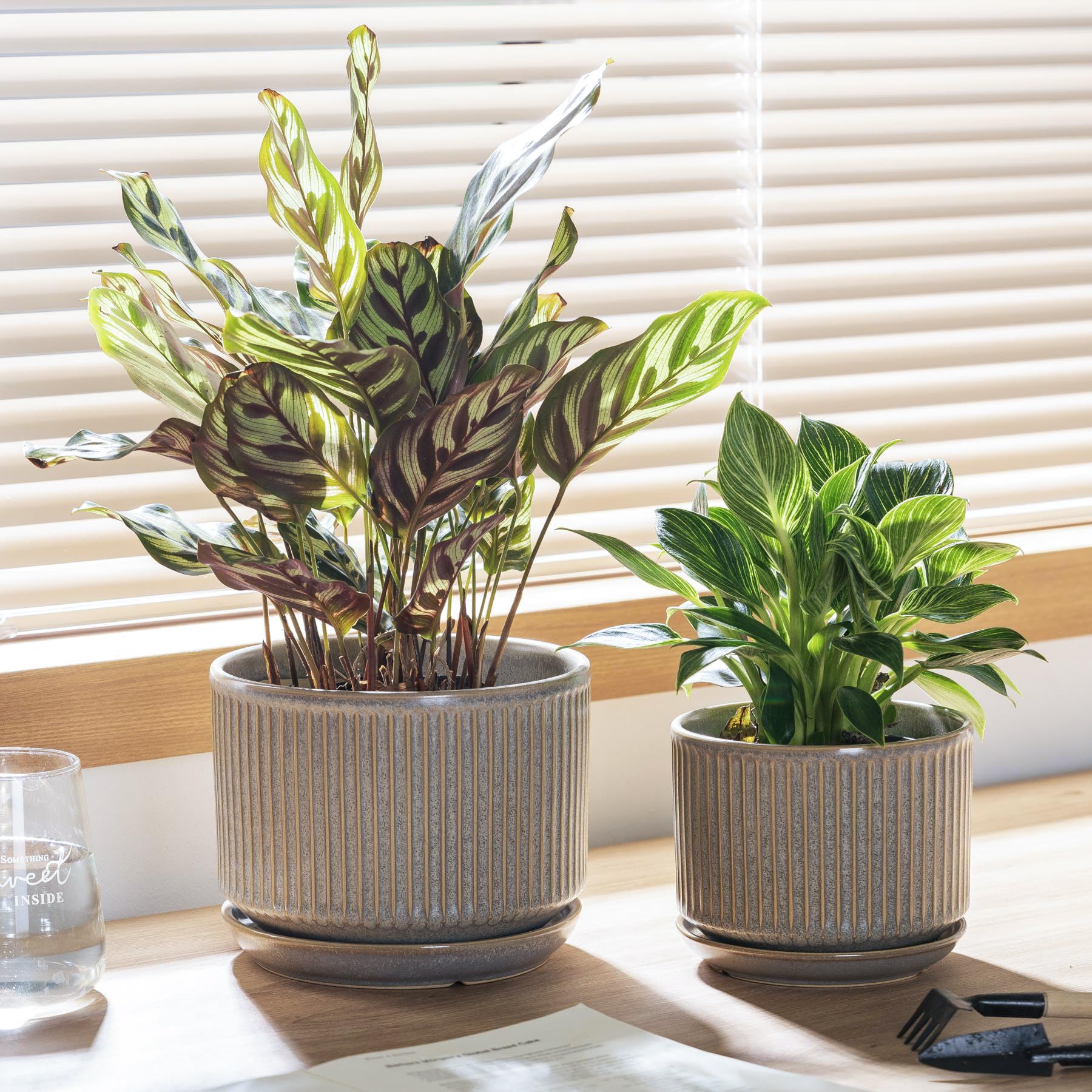 Sure Yuesi reactive glaze speckle gray finish enhances decor with warmth.