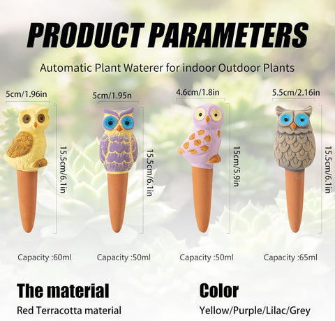Sure Yuesi self-watering globe with owl design delivers continuous moisture to pots.