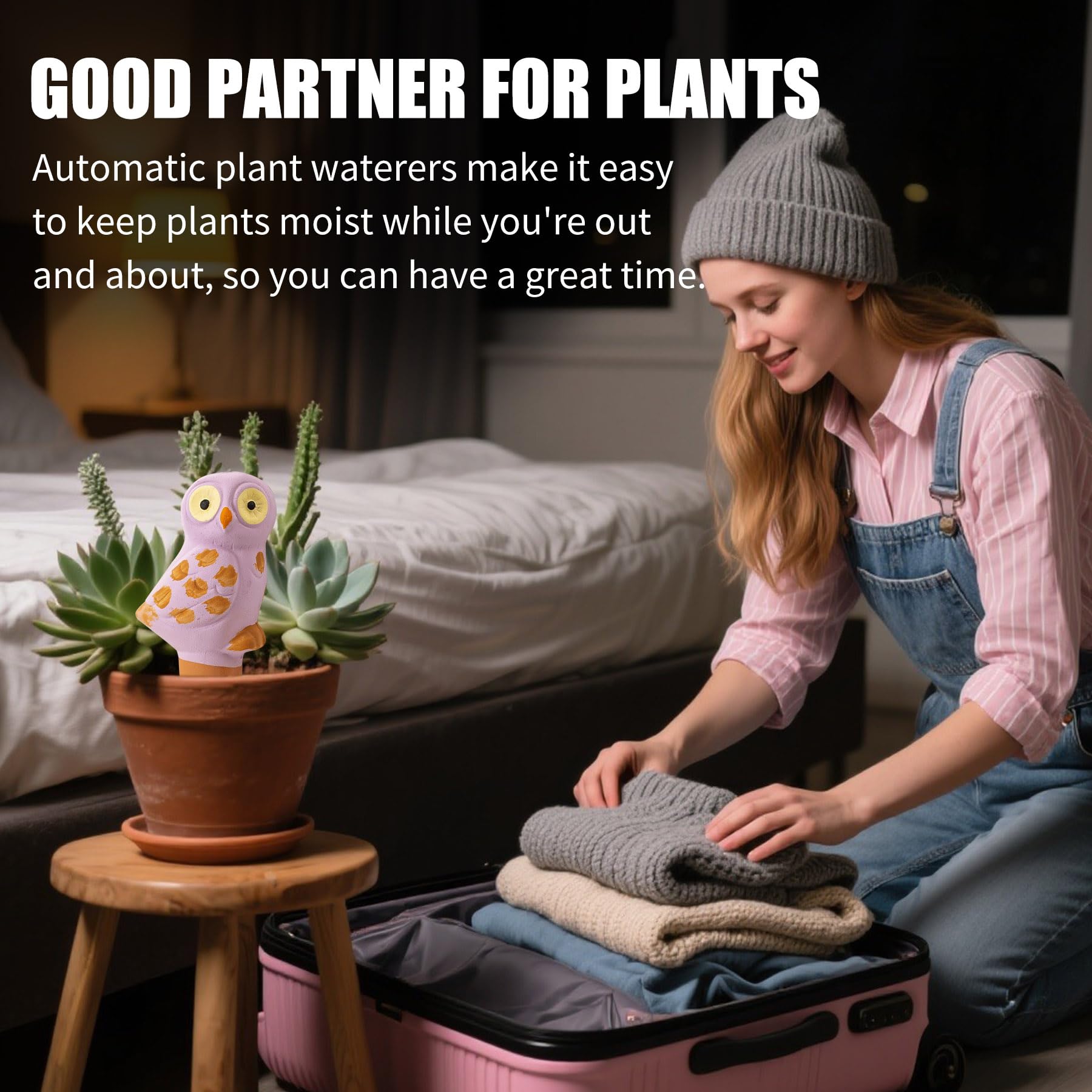 Sure Yuesi slow-release watering globes provide steady moisture to plant roots.