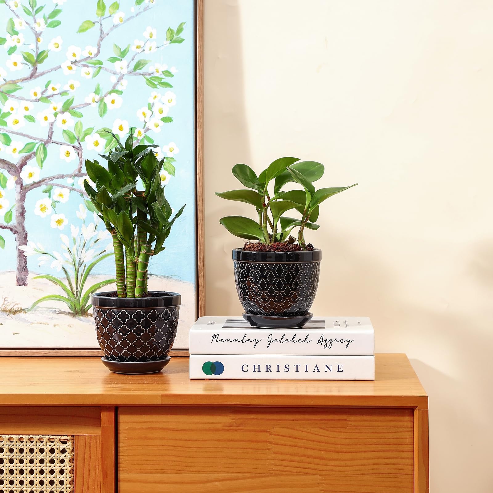 Sureasy ceramic pot side view highlighting compact size for windowsills and shelves