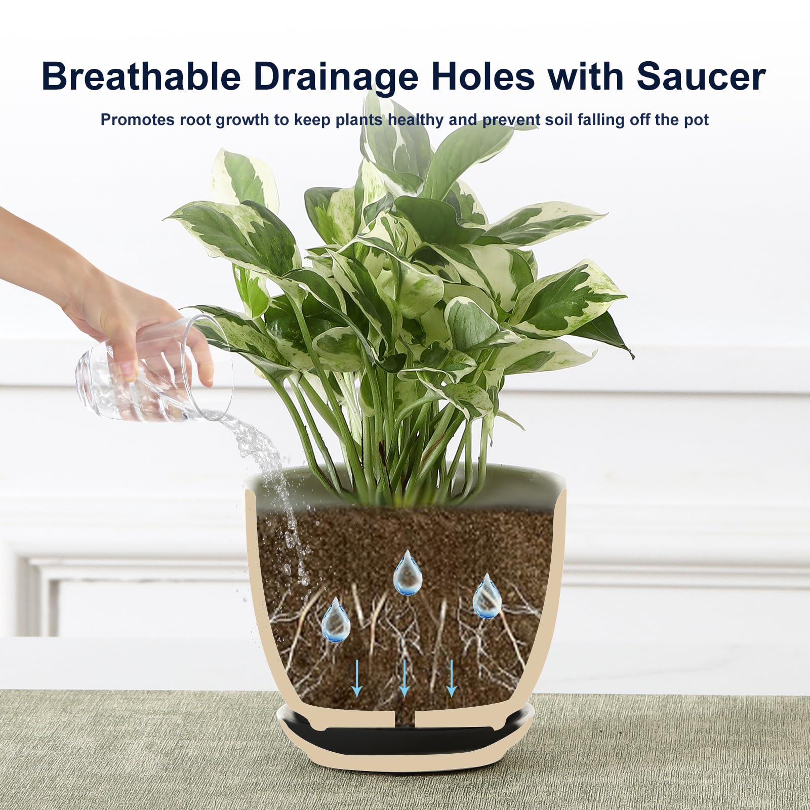 Sureasy succulent pots removable saucer with feet pads protects countertops from scratches