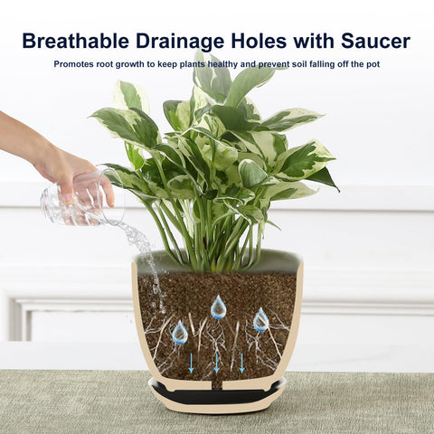 Sureasy succulent pots removable saucer with feet pads protects countertops from scratches
