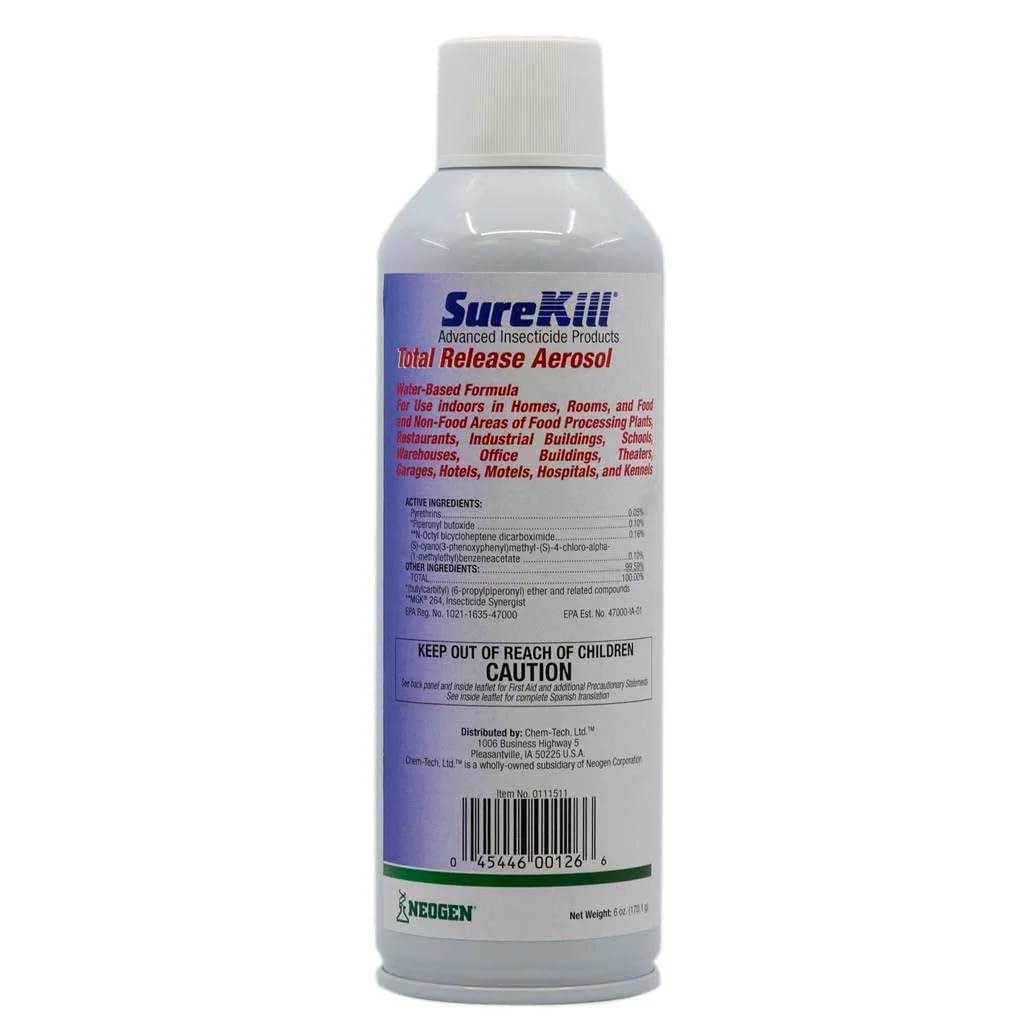 SureKill Total Release aerosol 6 oz can for quick indoor pest knockdown.