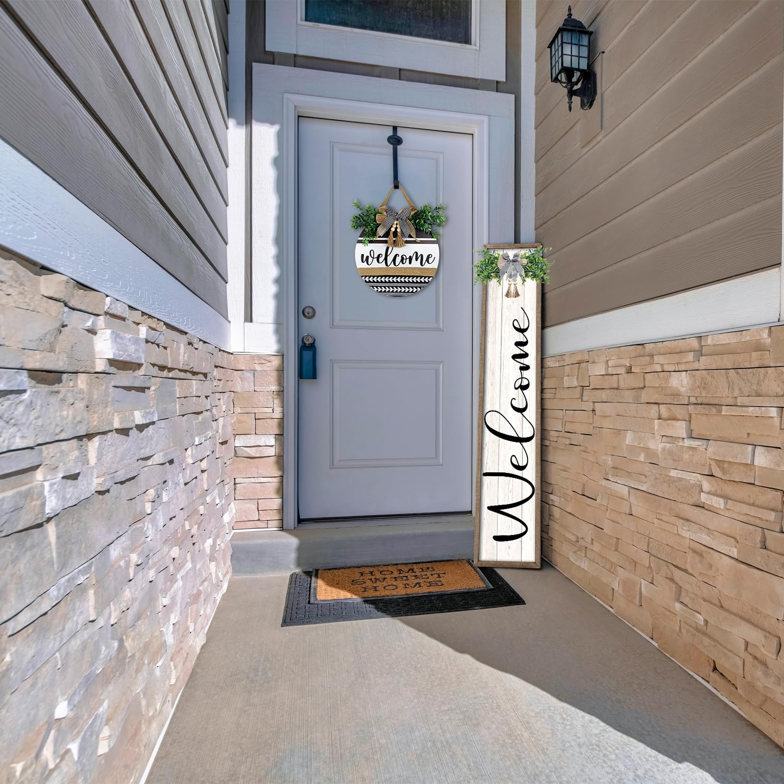 Surfapans eucalyptus leaves accent brightens welcoming foyer display