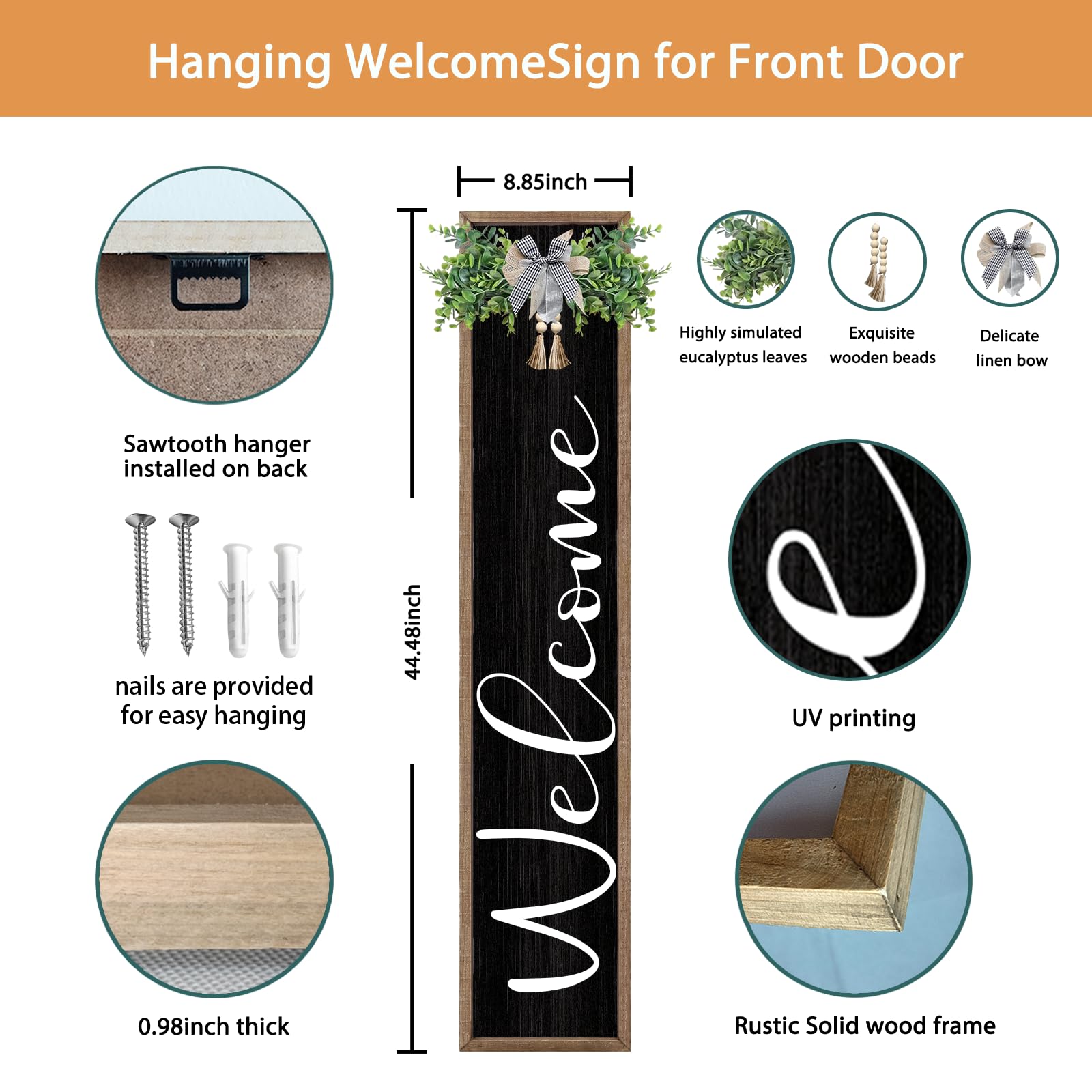 Surfapans 45x9 sign standing for porch display and entryway appeal.