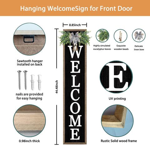 Surfapans vertical wood frame welcome sign provides clear outdoor visibility.