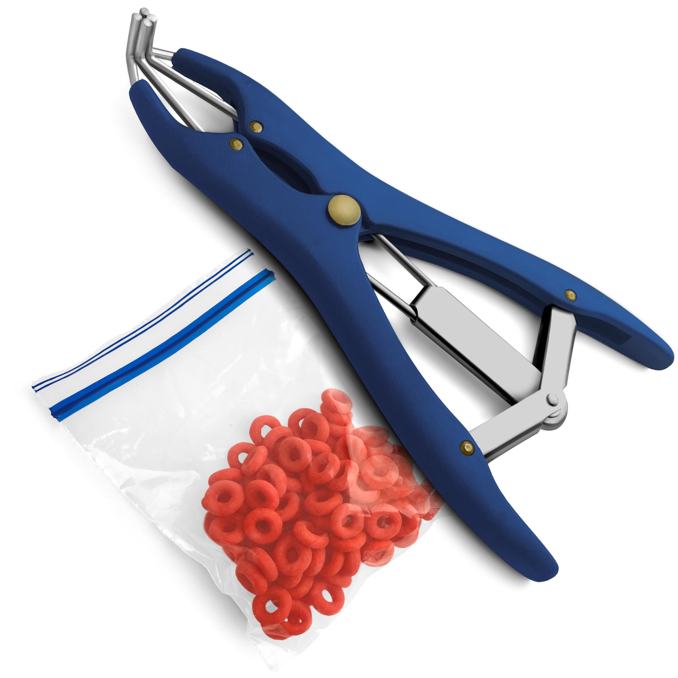 Surgical Online elastrator pliers in blue stainless steel, durable tool for repeated banding tasks