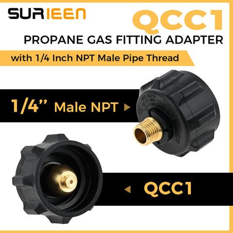 SURIEEN NPT male adapter for compatible QCC1 propane systems.