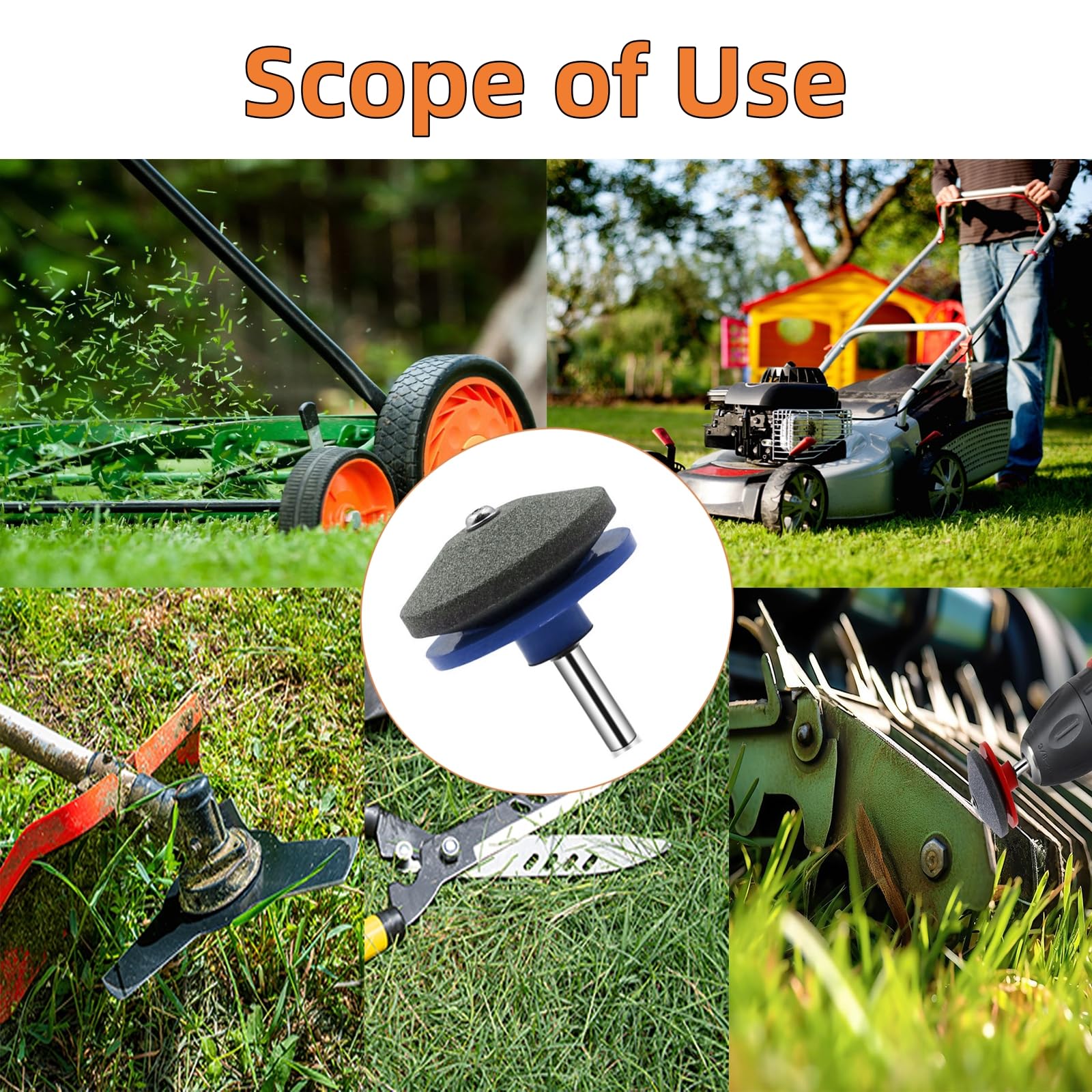 Surlveia blade sharpening in action on a lawn mower blade.