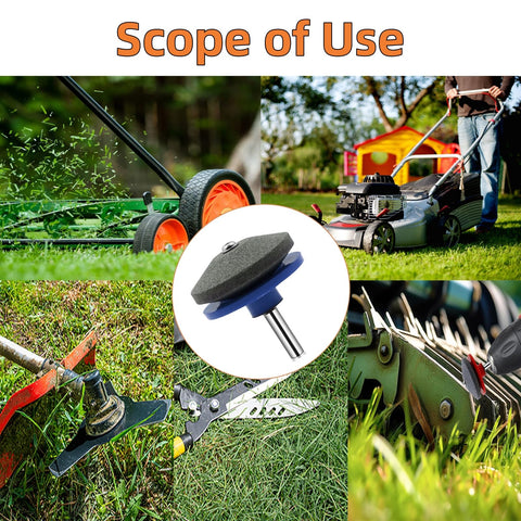 Surlveia blade sharpening in action on a lawn mower blade.