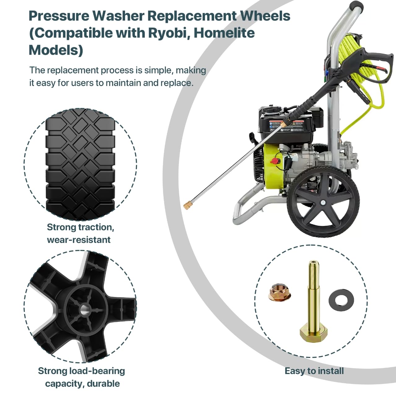 Surplee two-pack replacement wheels for pressure washer carts.